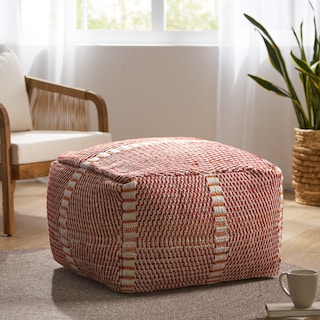 Regatta Bay Indoor Boho Handcrafted Water Resistant Rectangular Ottoman Pouf by Christopher Knight Home