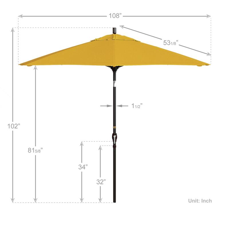 California Umbrella 9' Round Crank Lift Push Button Tilt Bronze Aluminum Patio Umbrella Olefin