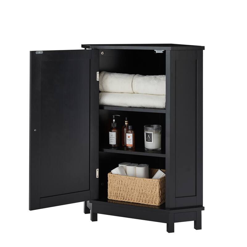 GDFStudio - Elara 31" Triangle Corner Bathroom Cabinet with Adjustable Shelf, Compact MDF Organizer