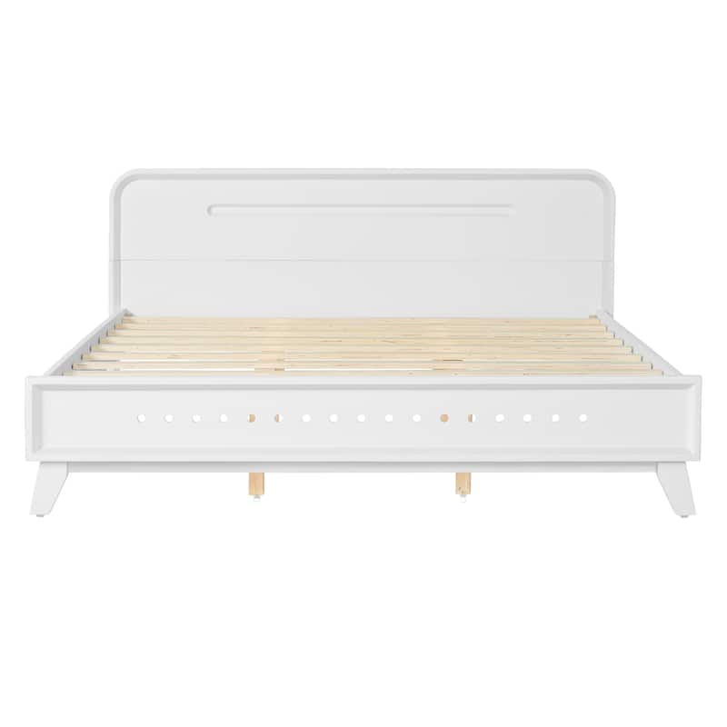 Classic Platform Bed Frame with Solid Pine Construction/Wood Bed Frame with Headboard Footboard/Wood Slat Support/Easy Assembly