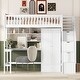preview thumbnail 4 of 55, Playhouse Inspired Twin size Loft Bed with Bookshelf, Drawers, Desk and Wardrobe, Sturdy Construction & Unique Design, White