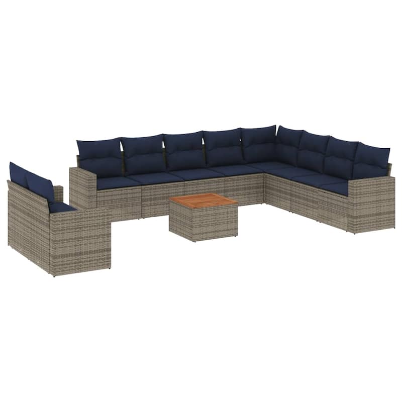 vidaXL Patio Sofa Set with Cushions Outdoor Furniture 11 Piece Poly Rattan - 25.8x 24.4x 27.2