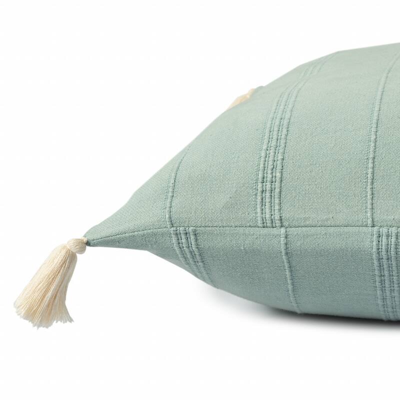 HomeRoots 18" X 18" Aqua And Green 100% Cotton Zippered Pillow