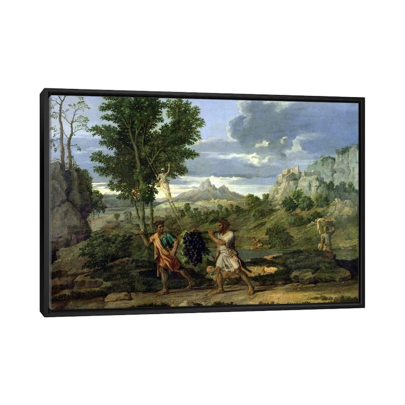 iCanvas "Autumn, or the Bunch of Grapes Taken from the Promised Land, 1660-64 " by Nicolas Poussin Framed Canvas Print - Black - 26x40