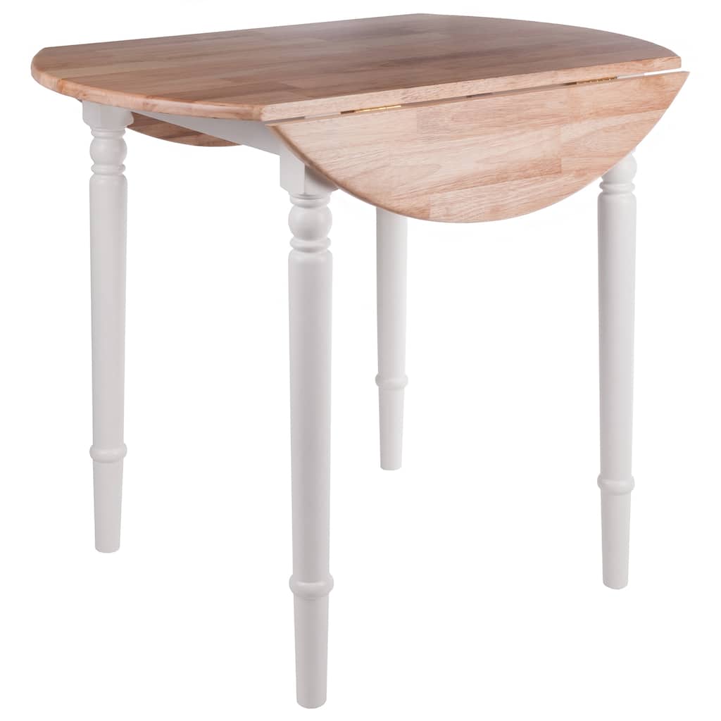 Sorella Round Drop Leaf Table, Natural and White - Natural / White - 30.3"H x 35.4"W x 35.4"D