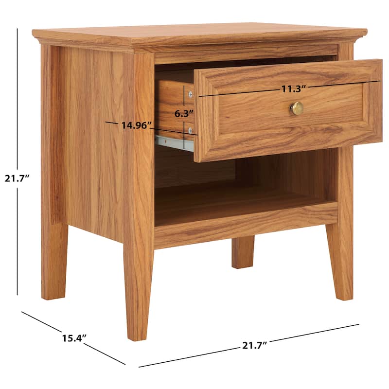 SAFAVIEH Home Sondra 2 Drawer Nightstand. - Oak/Gold.