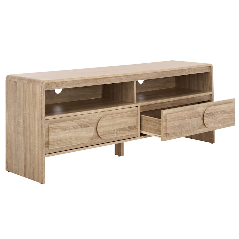 SAFAVIEH Arsenio 2-Drawer 2-Shelf Entertainment Media Stand for TVs up to 65" - 61"W x 16"D x 24"H