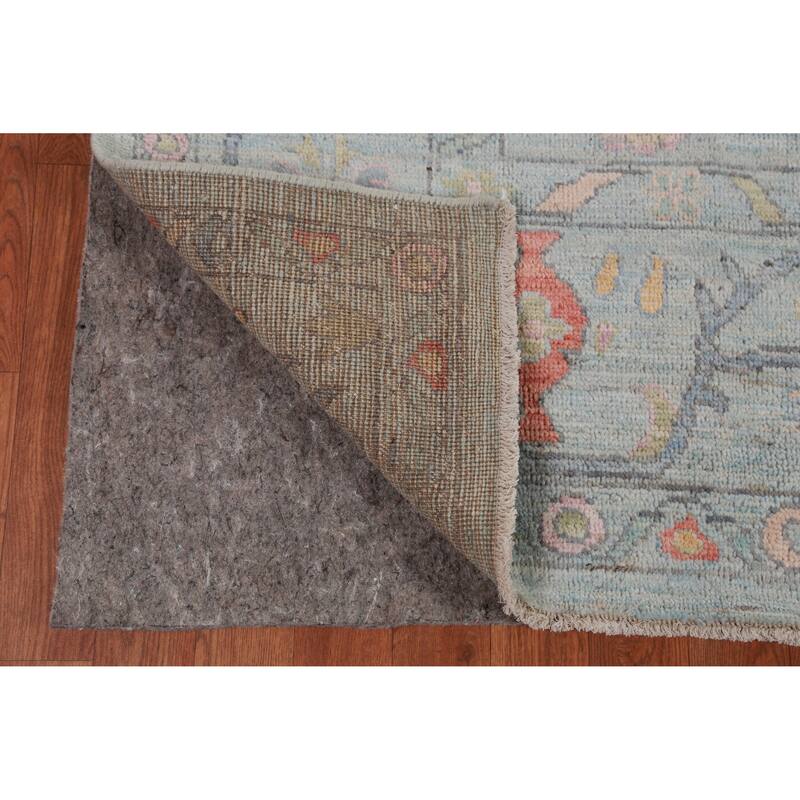 Hand Knotted Oriental 100% Wool Carpet Transitional All-Over Navy Blue & Blues Oushak Area Rug - 9' 11'' X 7' 10''