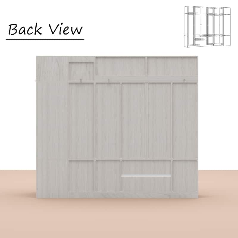 Combo Elegant Light Gray Wardrobe Modular Closet Configuration Armoire