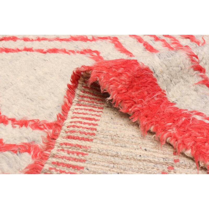 ECARPETGALLERY Hand-knotted Tangier Light Grey, Red Wool Rug - 8'1 x 9'8