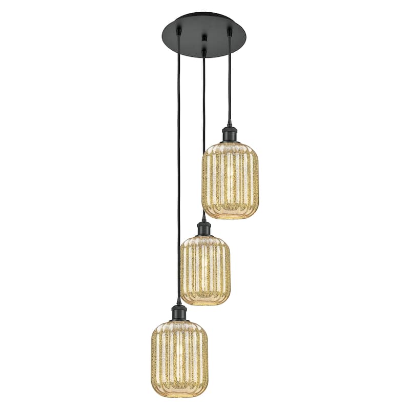 Innovations Lighting Endless Possibilities Ballston - Preston - 3 Light 13" Jar Shade Cord Hung Multi Pendant - Mercury/Matte Black