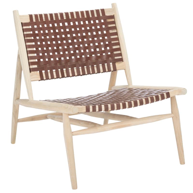 SAFAVIEH Soleil Squared Leather Woven Accent Chair - 26" W x 31.5" L x 30.7" H