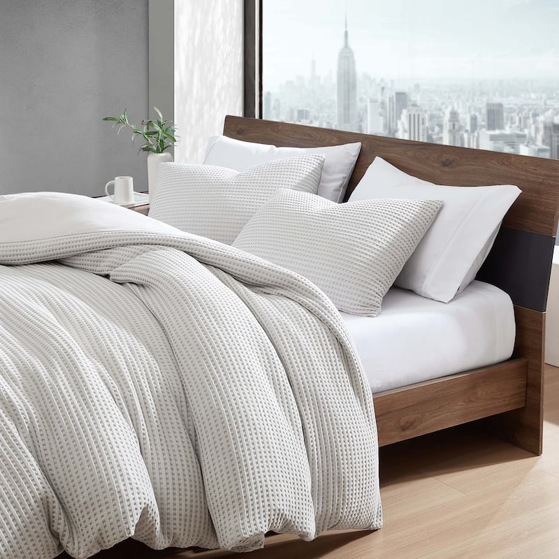 Kenneth Cole Solid Waffle Duvet Cover Set