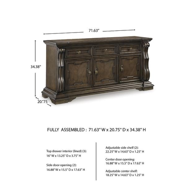 Signature Design by Ashley Maylee Dark Brown Dining Buffet - 71.63" W x 20.75" D x 34.38" H
