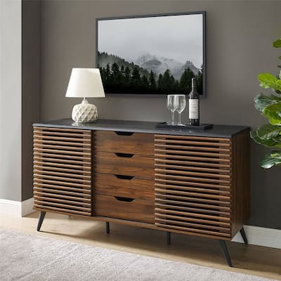 59" Modern Sideboard Storage Cabinet TV Stand with 4 Drawers and 2 Sliding Doors