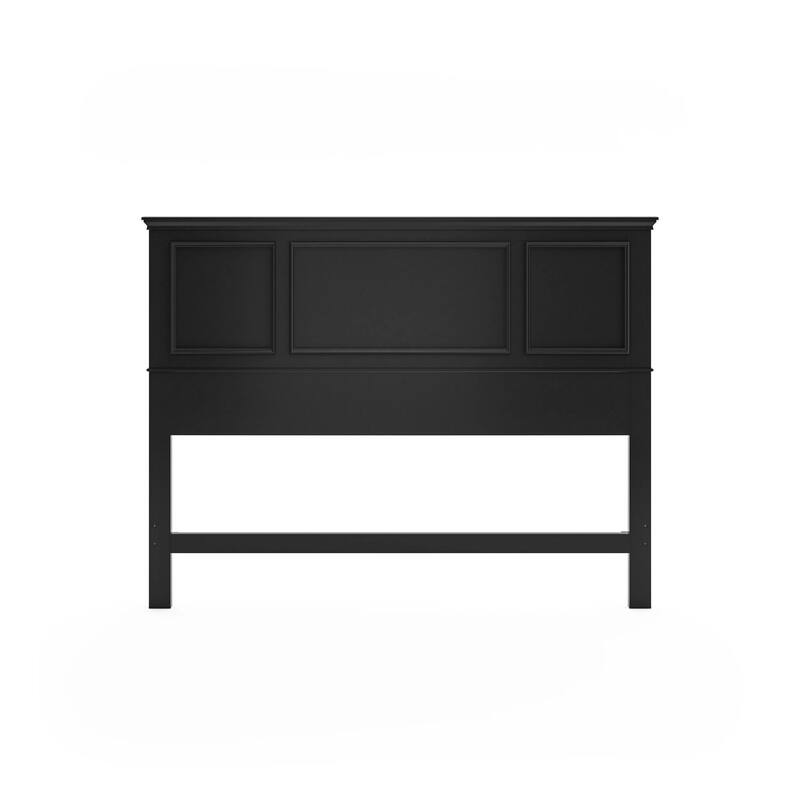 Homestyles Bedford 4- Piece Black Wood Queen Headboard, Two Nightstands and Chest Set