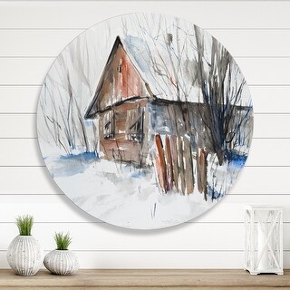 Designart 'Old Abandoned Wooden House In Winter Picture' Traditional ...