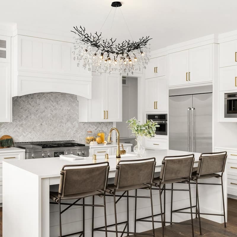 Modern Branch Crystal Linear Chandelier, 1100-1830mm Dining Pendant Light