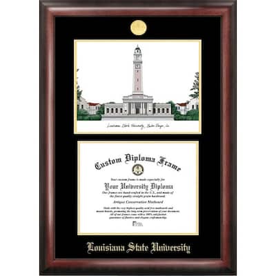 Louisiana State University 11w x 8.5h Gold Embossed Diploma Frame with Campus Images Lithograph