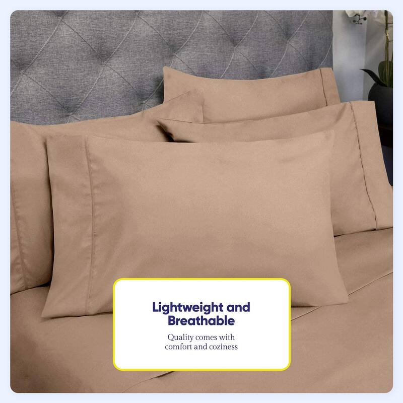 Soft Brushed Microfiber 7-piece Split King Sheet Set - 4 Pillowcases