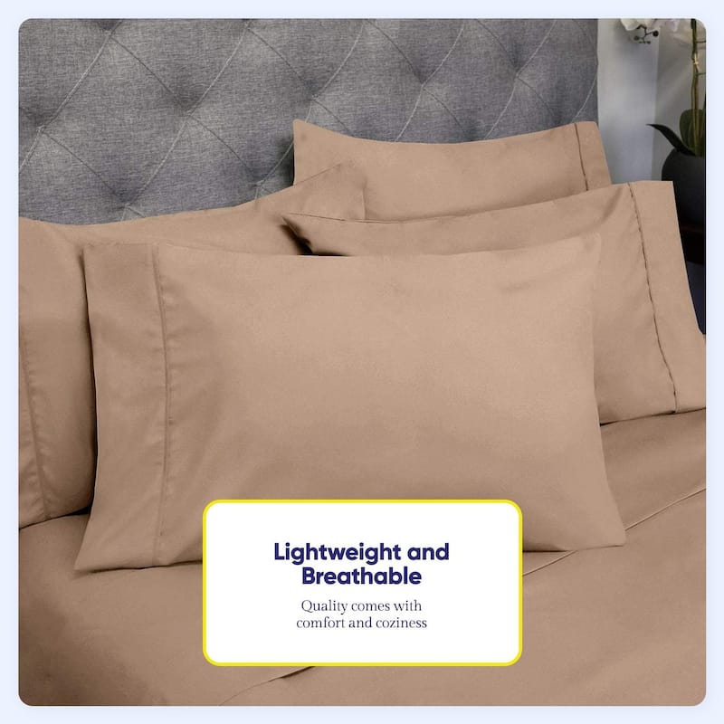 Sweet Home Collection Split King 7 Piece Sheet Set, Deluxe Ultra Soft 1500 Series, Double Brushed Microfiber.