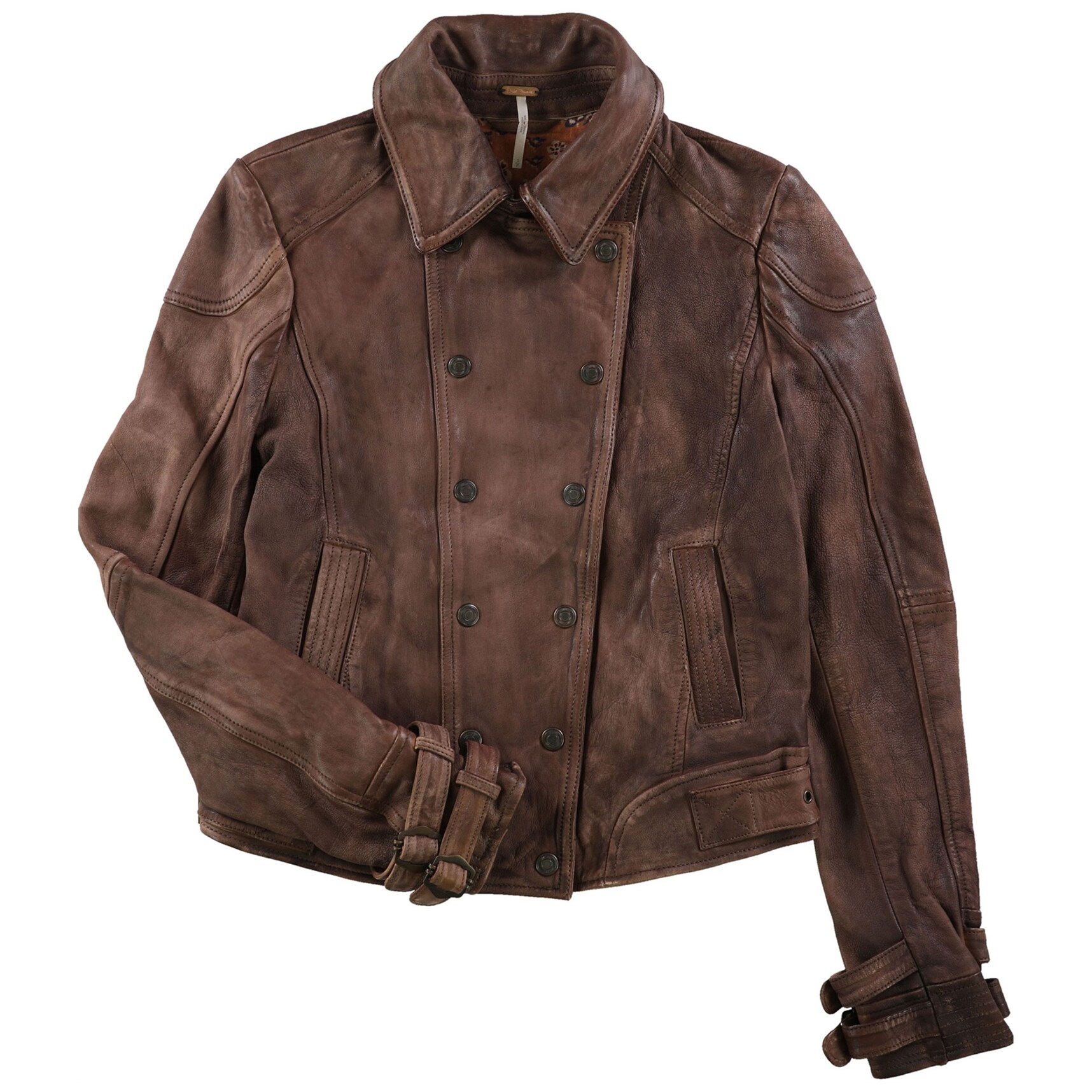 Shop Free People Womens Avis Leather Jacket Brown Small Overstock 29425843 Brown Small