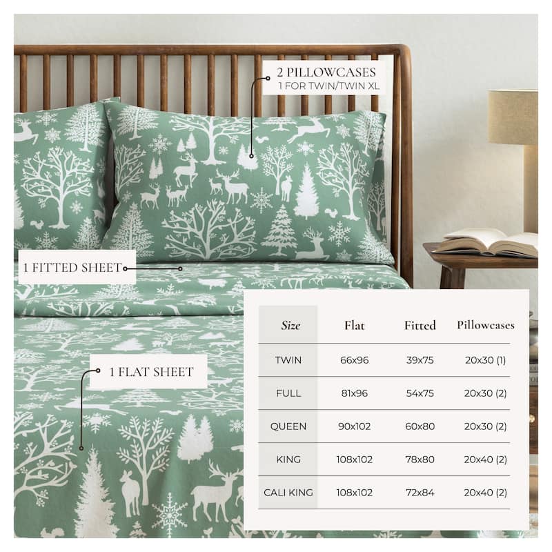 Linery & Co. Ultra-Soft Turkish Cotton Flannel Lodge Print Sheet Set