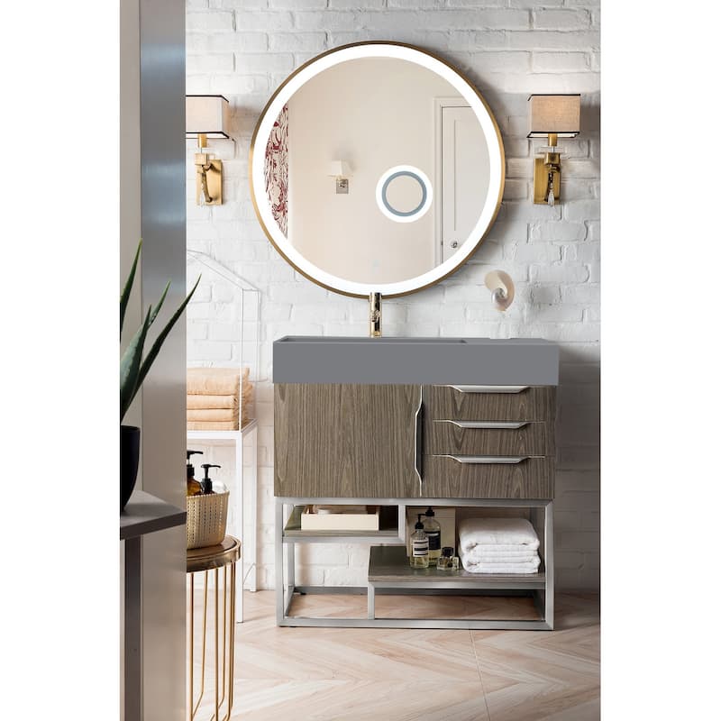 James Martin Vanities Columbia 36" Single Vanity, Ash Gray with Brushed Nickel Hardware