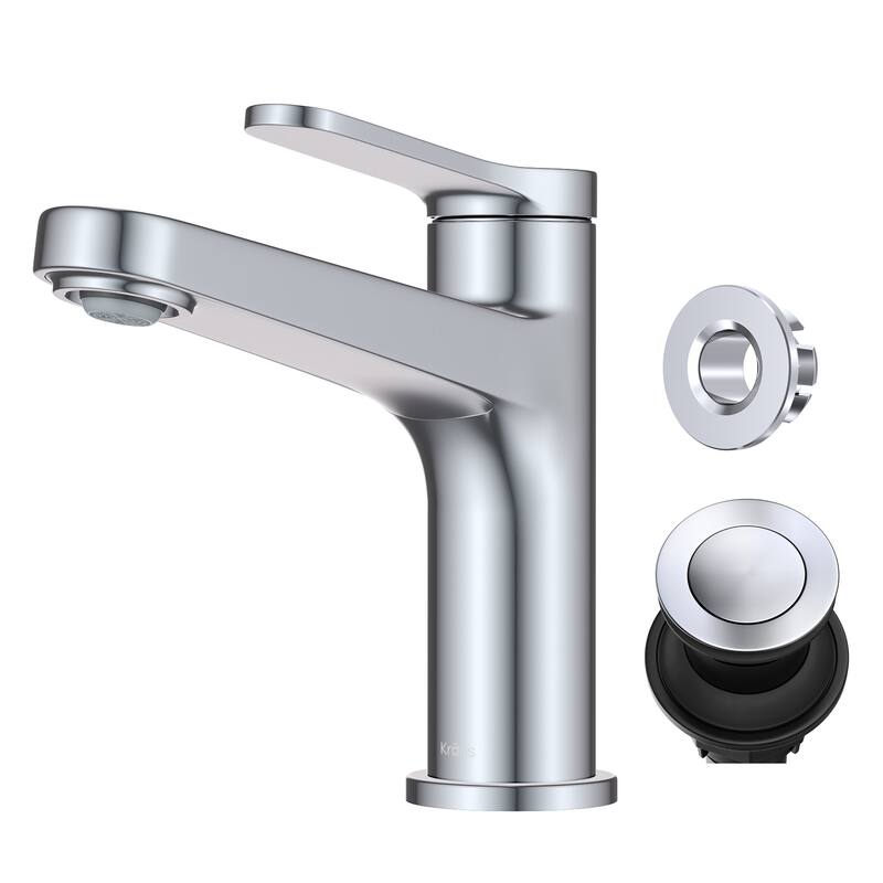 Kraus KBF-1411 Indy 1.2 GPM Single Hole Bathroom Faucet with Push - Chrome
