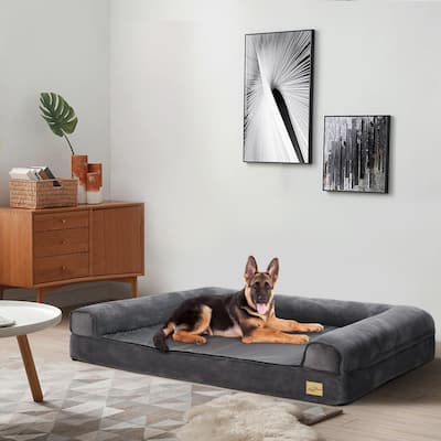 Orthopedic Dog Bed Sofa Bolstered Pet Bed Foam Cushion Waterproof