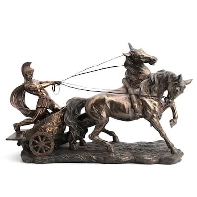 Veronese Design 25.2" L Large ROMAN CHARIOT Cold Cast Bronze