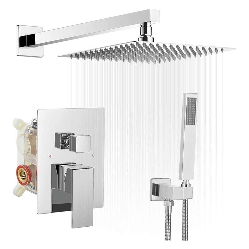 WIZ 2-Spray 12 in. Wall Mount Shower Head System Shower Faucet - Polished Chrome
