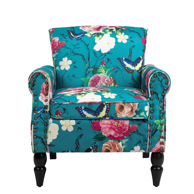 Mid-Century Modern Accent Chairs with Nailhead Trim