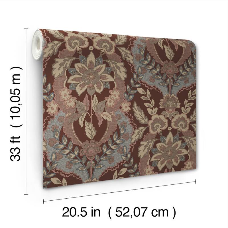 Chris Loves Julia x A-Street Prints Collins Plum Damask Wallpaper