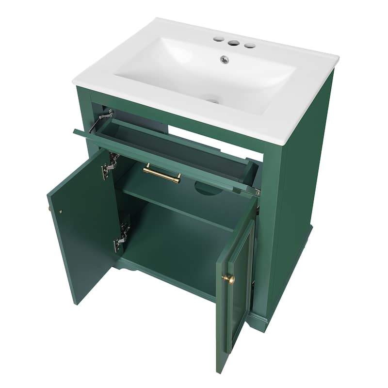 24" Freestanding Bathroom Vanity with White Integrated Ceramic Sink - 24'' x 18.5'' x 33''