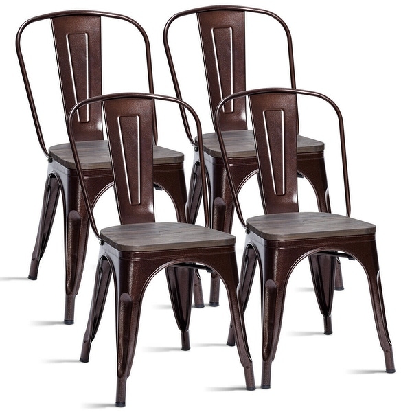 Shop Costway Set of 4 Dining Side Chair Stackable Bistro ...