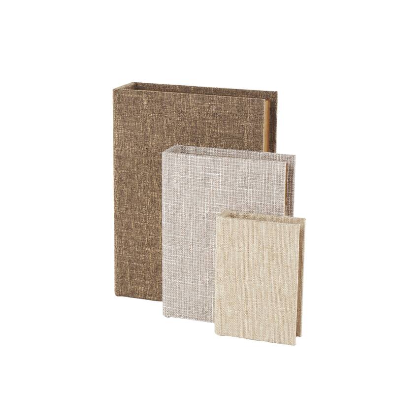Roche River Decor - Linen Fabric Chevron Patterned or Texxtured Faux Book Storage Box - Set of 3 or 4 Multi-Colored