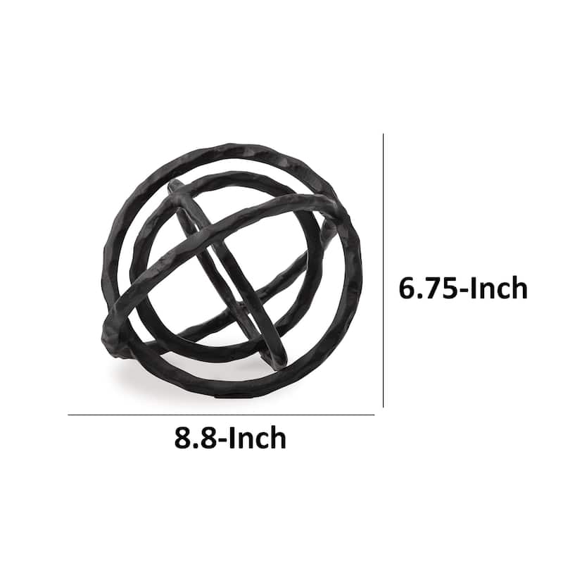 Lizy Sculpture Decor Set of 2 Interlocking Round Rings Black Cast Aluminium