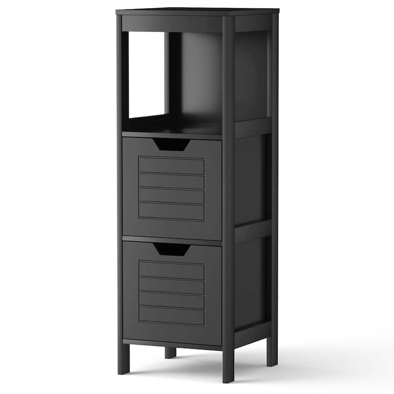 Costway Bathroom Wooden Floor Cabinet Multifunction Storage Rack Stand
