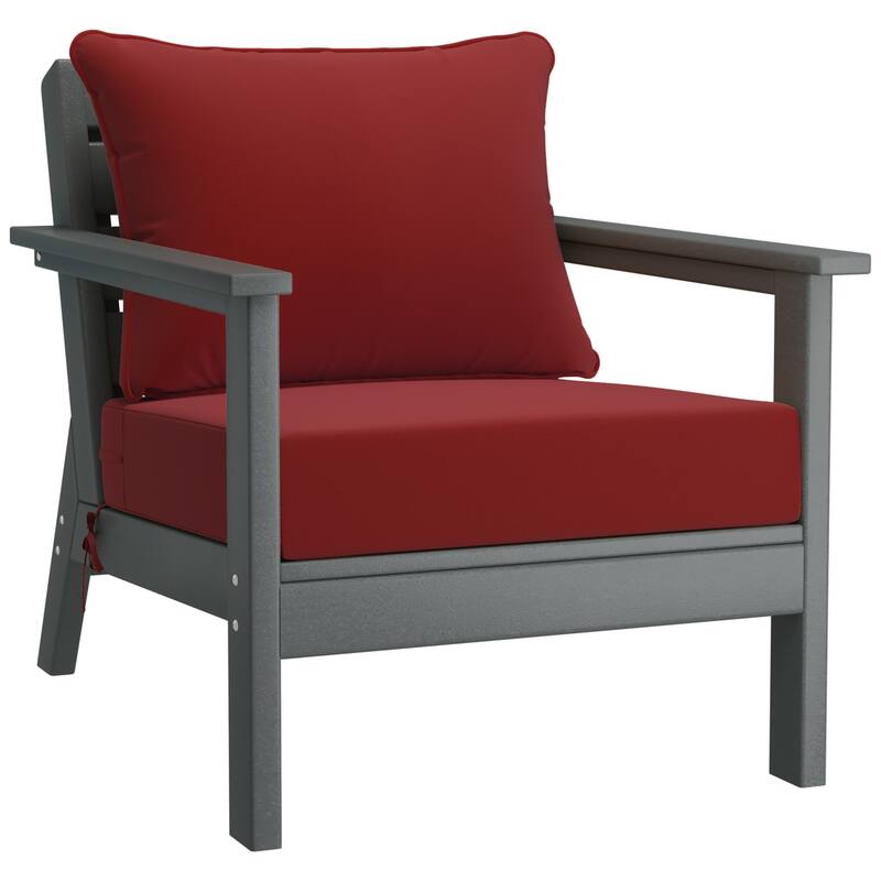 Birchwood All Weather HDPE Outdoor Patio Gray Deep Seating Conversation Set (6-Piece Set)