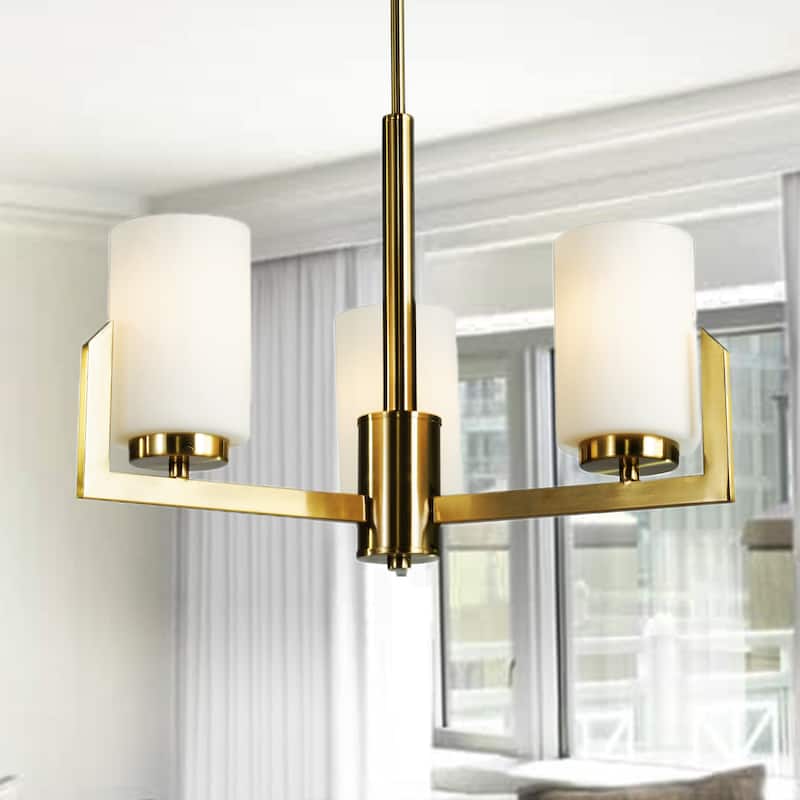 Mitral Modern Chandelier With Gold Brass Finish - 3 Light