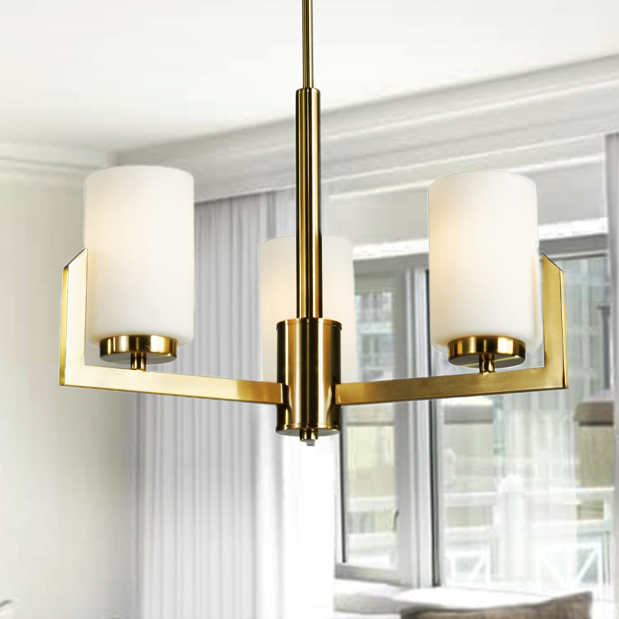 Warehouse of Tiffany Mitral Modern Chandelier With Gold Brass Finish - 3 Light