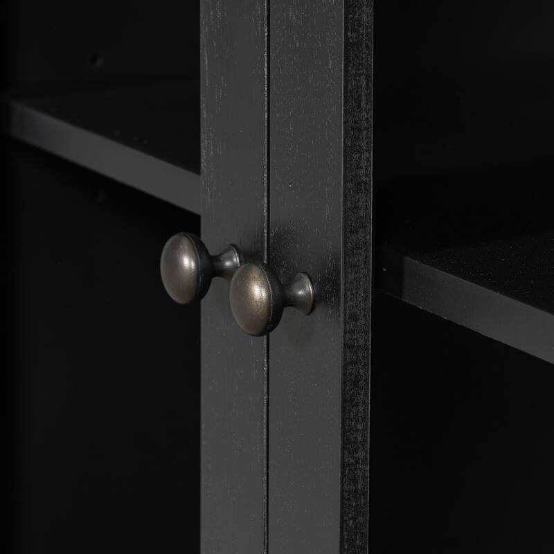 Roomfitters Large Sideboard Storage Cabinet with 7 Drawers and 2 Glass Doors