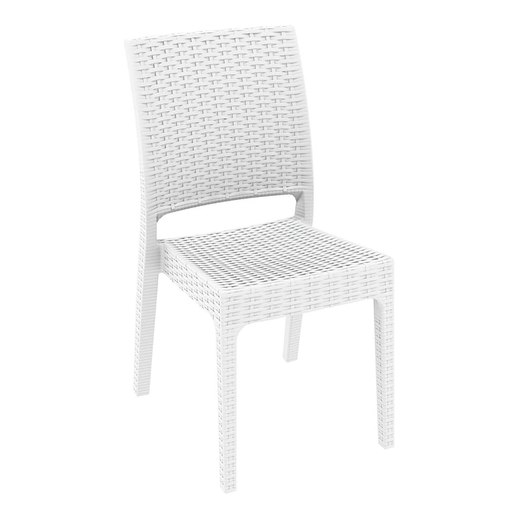 34" White Patio Wickerlook Stackable Dining Chair