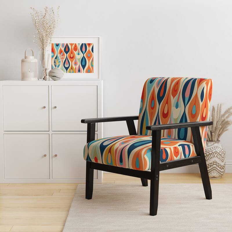 Designart "Retro Abstract Drops XI" Upholstered Modern Geometric Accent Chair and Modern & Contemporary Arm Chair - Arm Chair