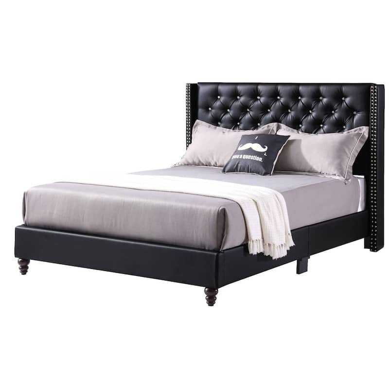 Black Upholstered Full Bed with Sleek Transitional Style, Durable Frame and Cozy Fabric Finish for Stylish Modern Bedrooms