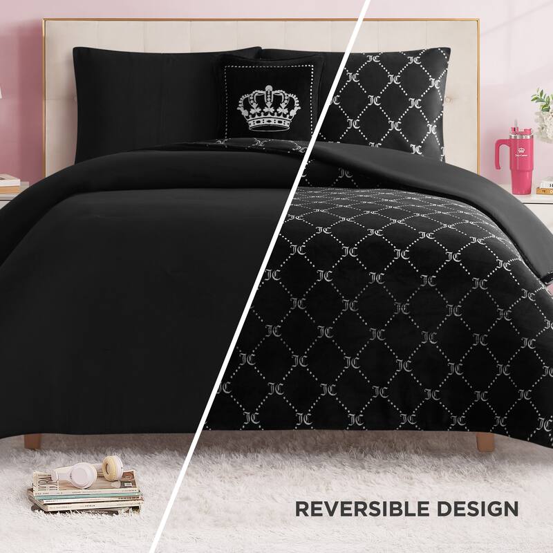 Juicy Couture Plush Trellis Link Reversible Comforter Sets