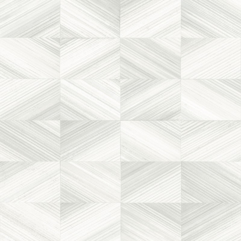 Brewster Stratum Light Grey Geometric Faux Wood Wallpaper - 20.5in x 396in x 0.025in