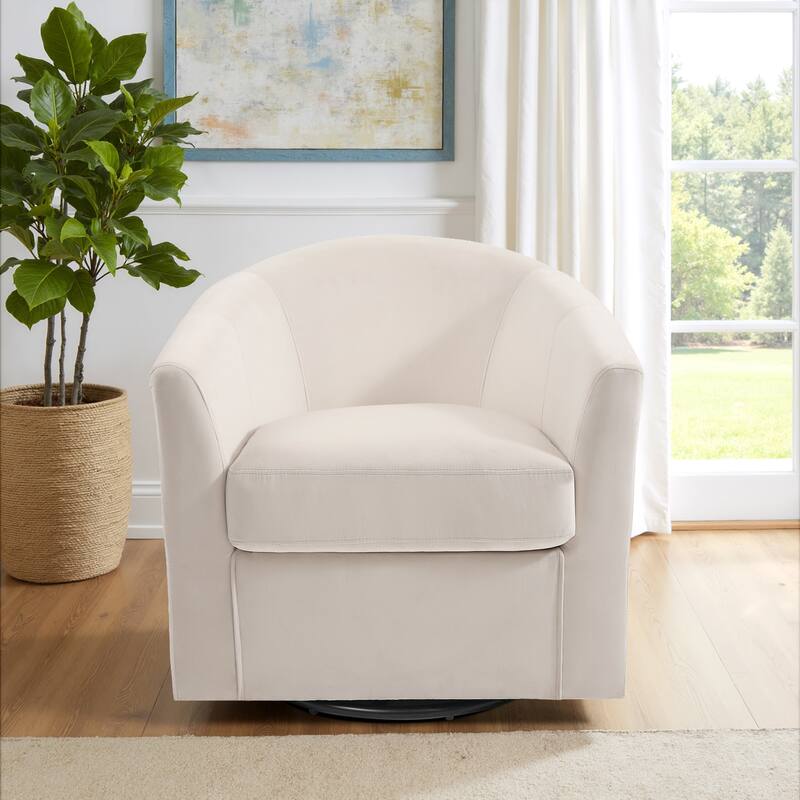 Modern Velvet Upholstered Swivel Barrel Chair for Living Room Lounge