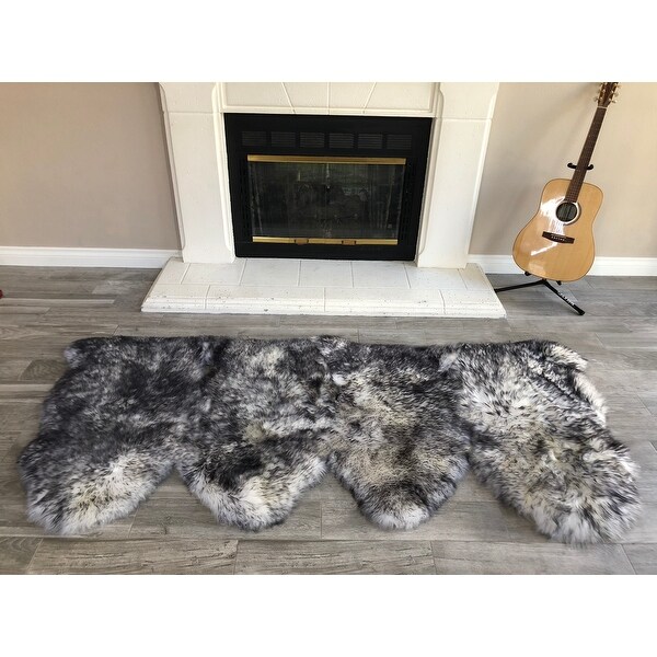Dynasty Natural 4-Pelt Luxury Long Wool Sheepskin Shag Rug - 3' x 6'8"
